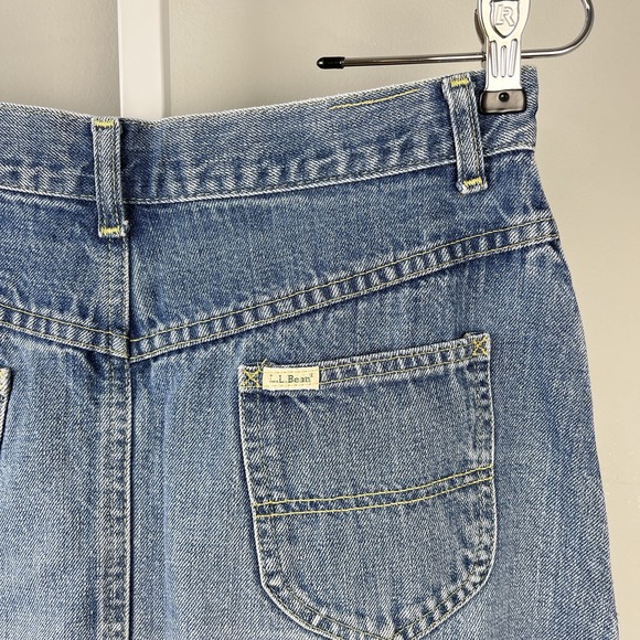 Vintage L.L. Bean Denim Jean Midi Skirt Womens 12 A-Line Blue 28 Waist Boho - Picture 7 of 9